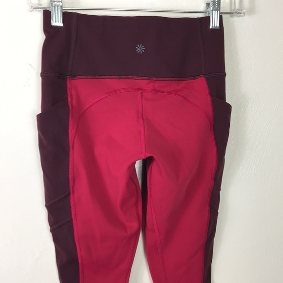 Athleta All in Structure Tights Leggings 7/8 Women XXS  Burgundy Pink Inseam 25” - Picture 14 of 16